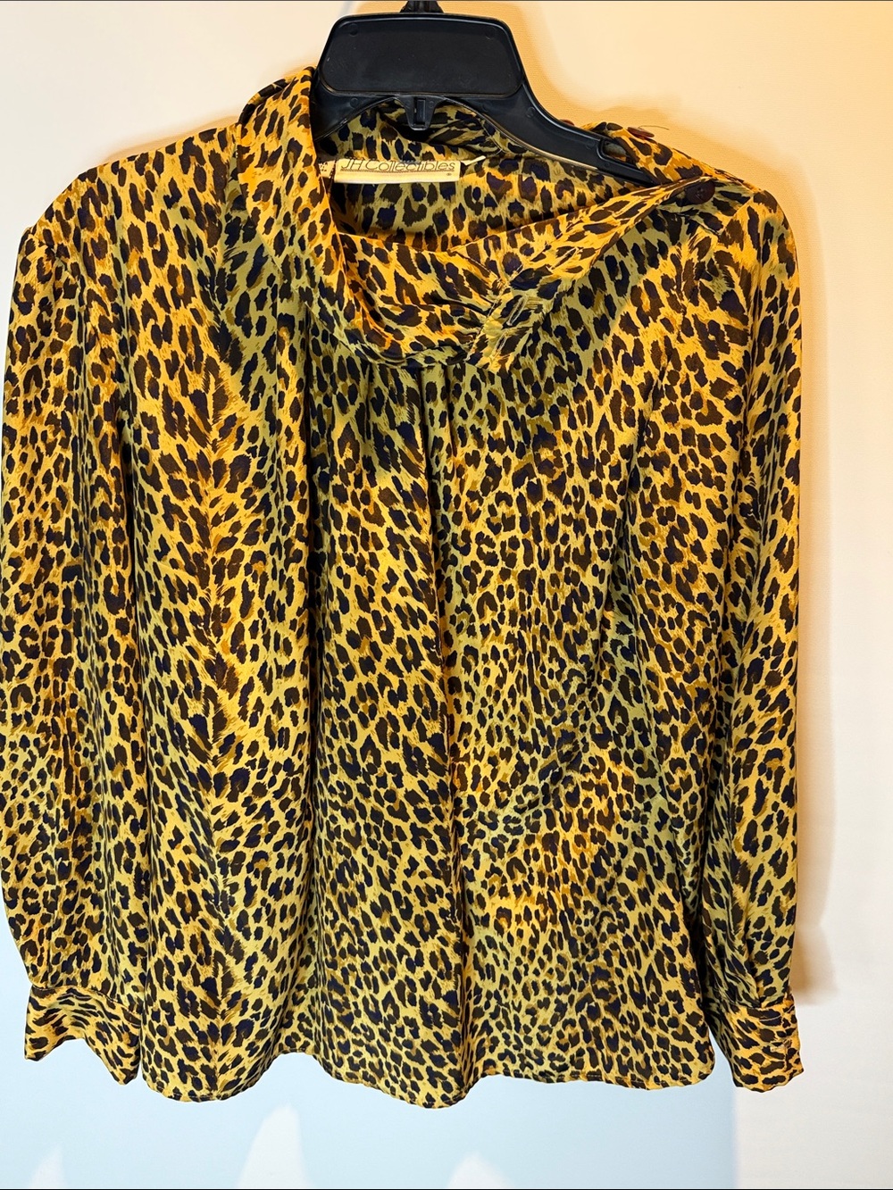JH Collectables Leopard Print Long Sleeve Women’s Blouse - Yellow/Black Size: 8